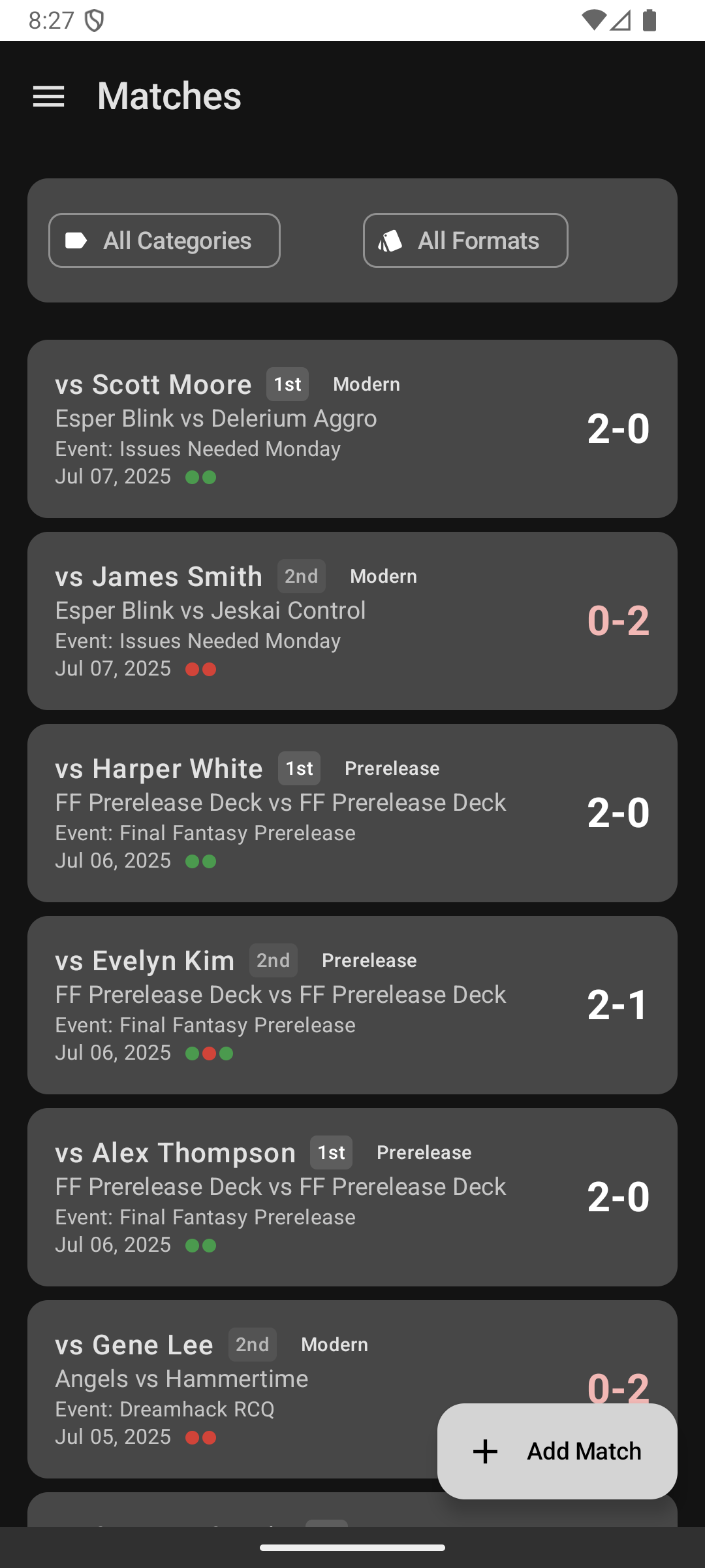 MTG Match Tracker - Magic: The Gathering Companion App
